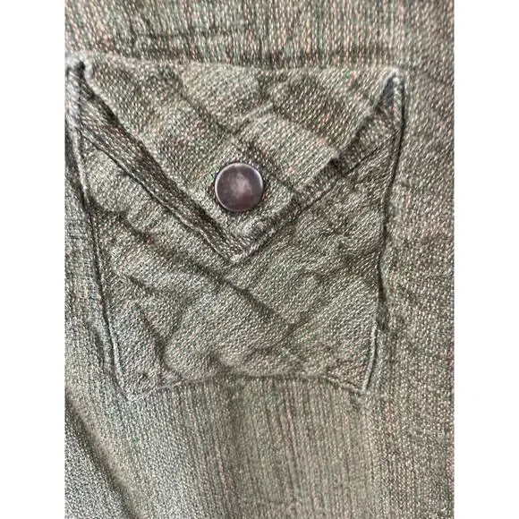 Flax by Jeanne Engelhart Women's large long sleeve green 100% linen snap shirt - Picture 4 of 6